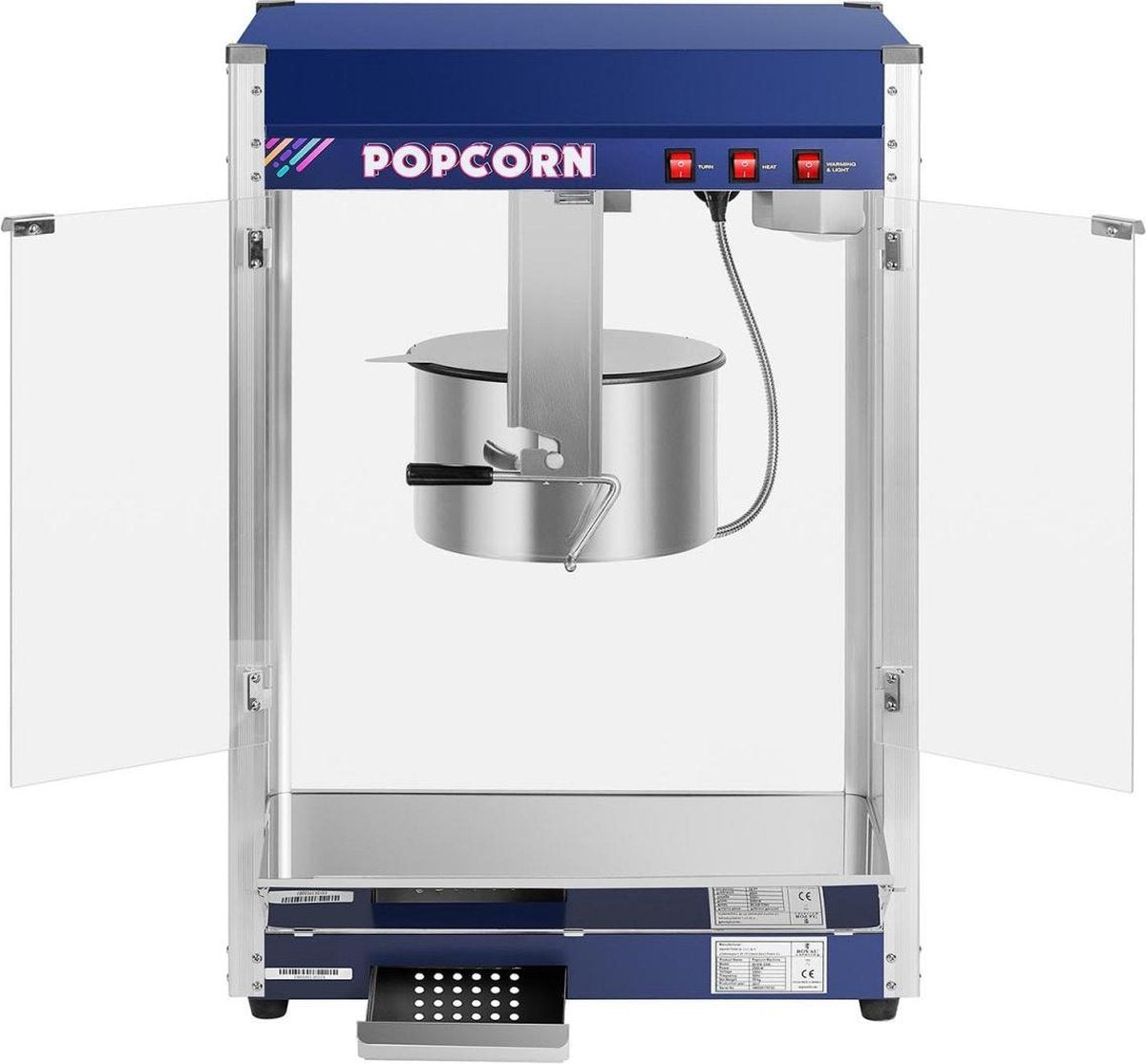 Royal Catering Popcorn Machine blauw - 16 ons - XXL