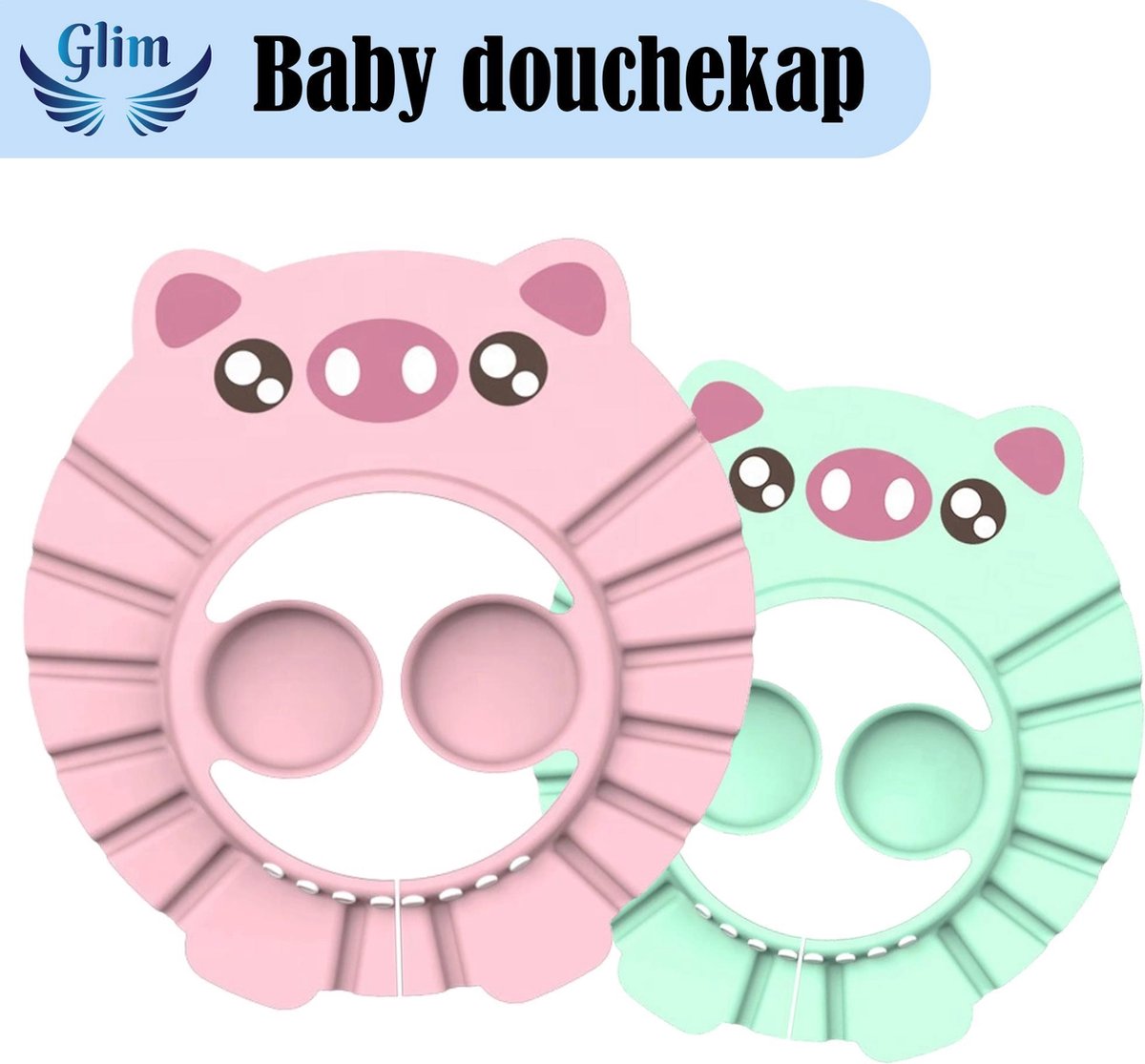 Glim® Douche kap baby - Bad kapje kind 1 tot 3 jaar - Haar wassen zonder zeep in de ogen en oren - douchen