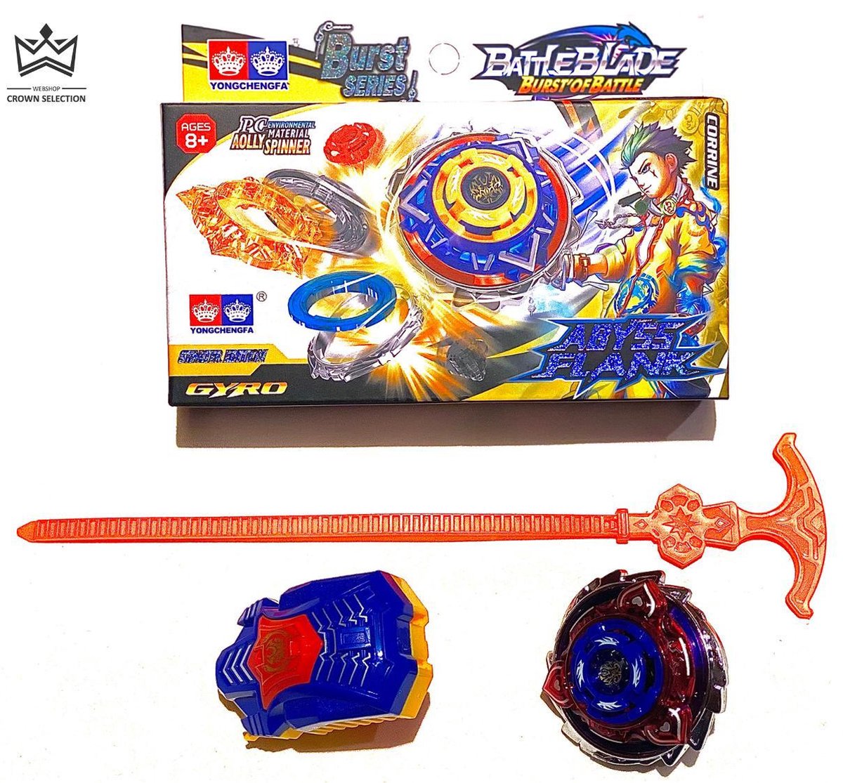 Tol  - met doos inclusief launcher en starterspin - gele verpakking - speelgoed - cadeau