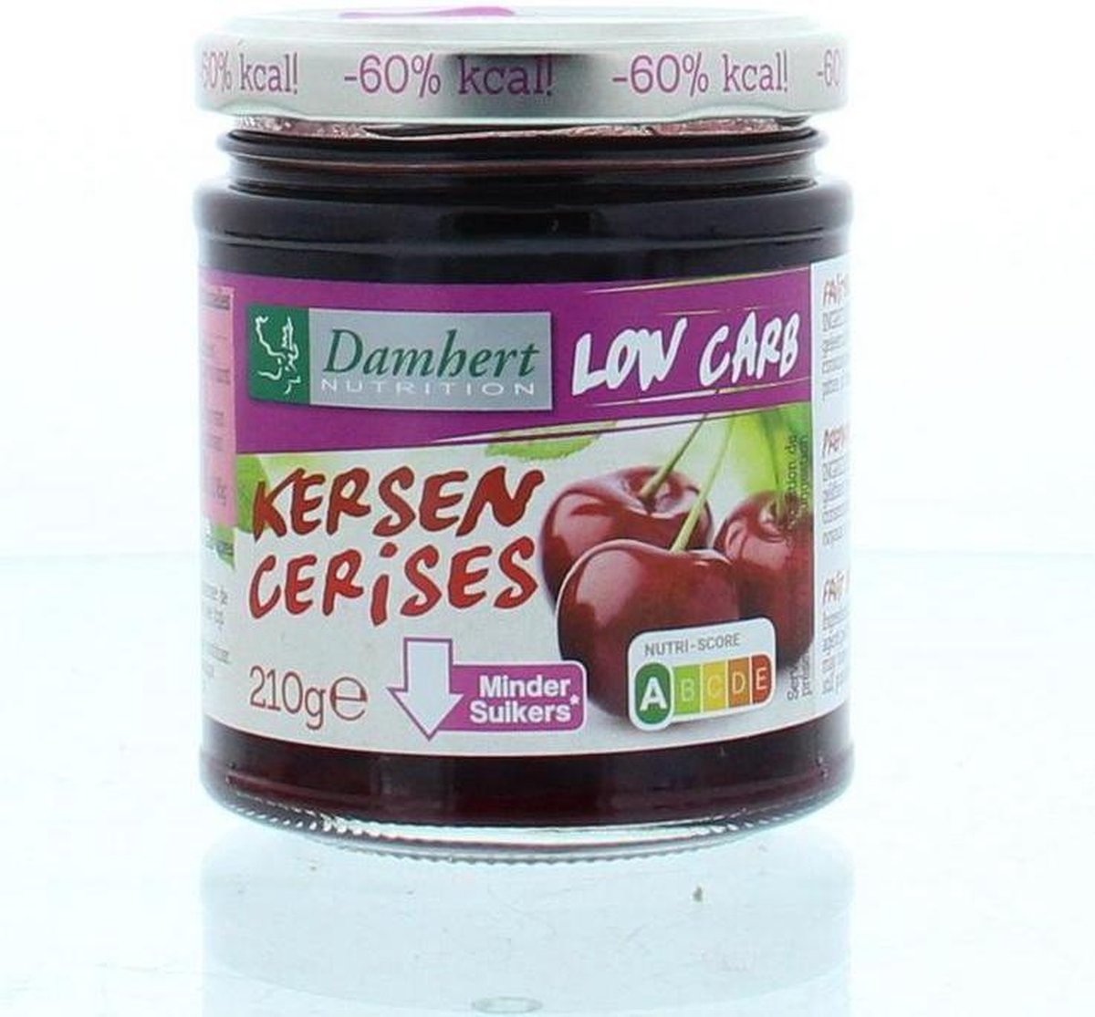 Damhert Dieet Jam (0 toegevoegde suikers) - 210 gram - Kersen