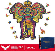 Luminero™️ - Jigsaw Houten Puzzel - Olifant Small Formaat – Wooden puzzle - Leuk voor volwassenen - Unieke vormen - Educatieve puzzels - Fantastisch cadeau voor vrienden en gezinnen - Huisdecoratie - Giftbox