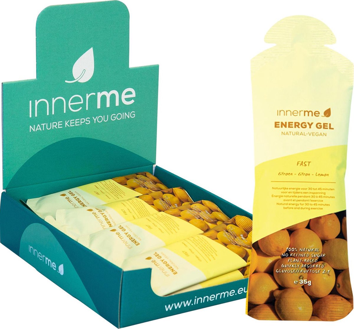 Energy Gels 'Fast' Citroen (12 x 35 g) - snel opneembare energie - natuurlijk & vegan - glucose-fructoseverhouding 2:1