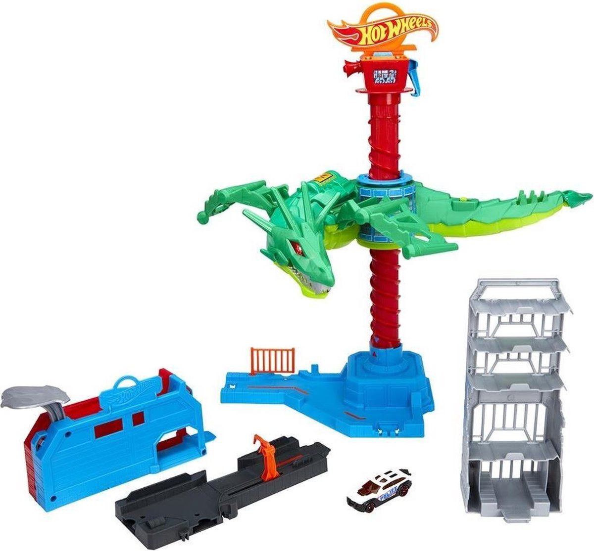 Hot Wheels City Robo Beasts Air Attack Dragon + Auto en Geluid