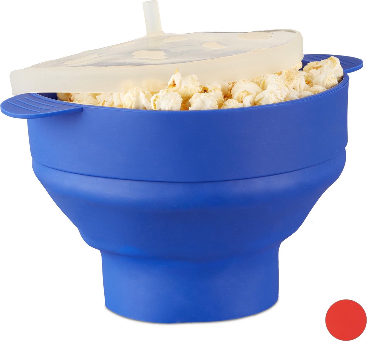 relaxdays popcorn maker silicone - voor magnetron - popcorn popper - opvouwbaar - silicoon blauw