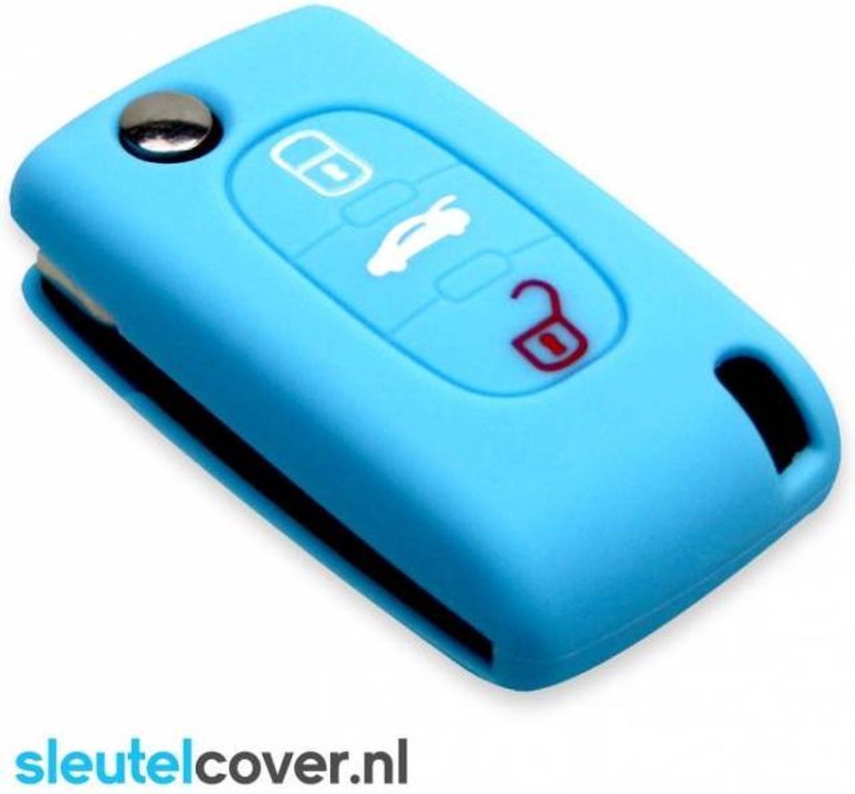 Peugeot SleutelCover - Lichtblauw / Silicone sleutelhoesje / beschermhoesje autosleutel