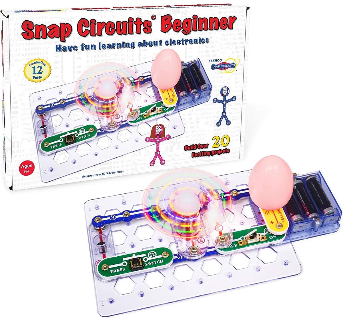 Elektronica Experimenteer Kit voor Beginners en Kinderen Meer dan 20 STEM Projecten Projecthandleiding in 4 Kleuren 12 Snapmodules Onbeperkt Ontdekken en Experimenteren met Elektronica met Snap Circuits