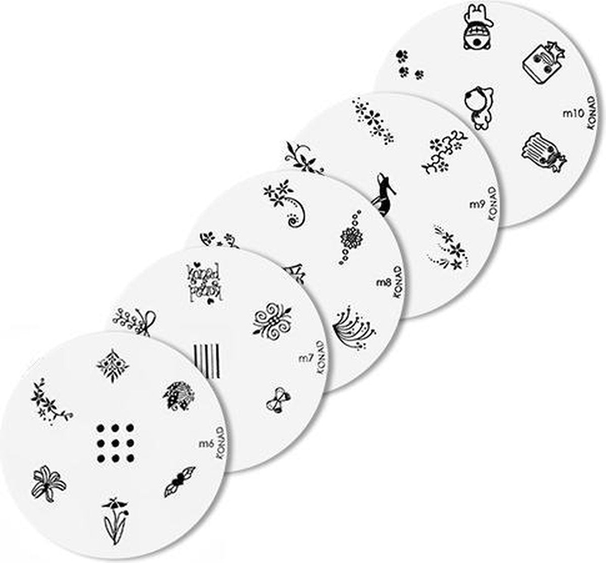 Konad imageplate set 5 stuks - M 6 t/m M10- stempel nailart plate