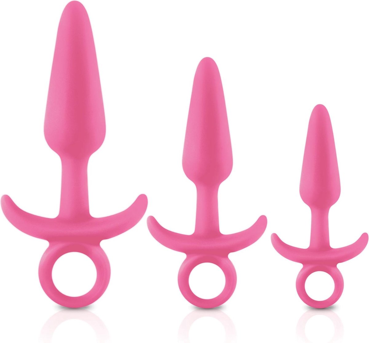 Firefly - Set van 3 anaalplugs met ring glow-in-the-dark - Roze