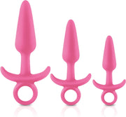 Firefly - Set van 3 anaalplugs met ring glow-in-the-dark - Roze