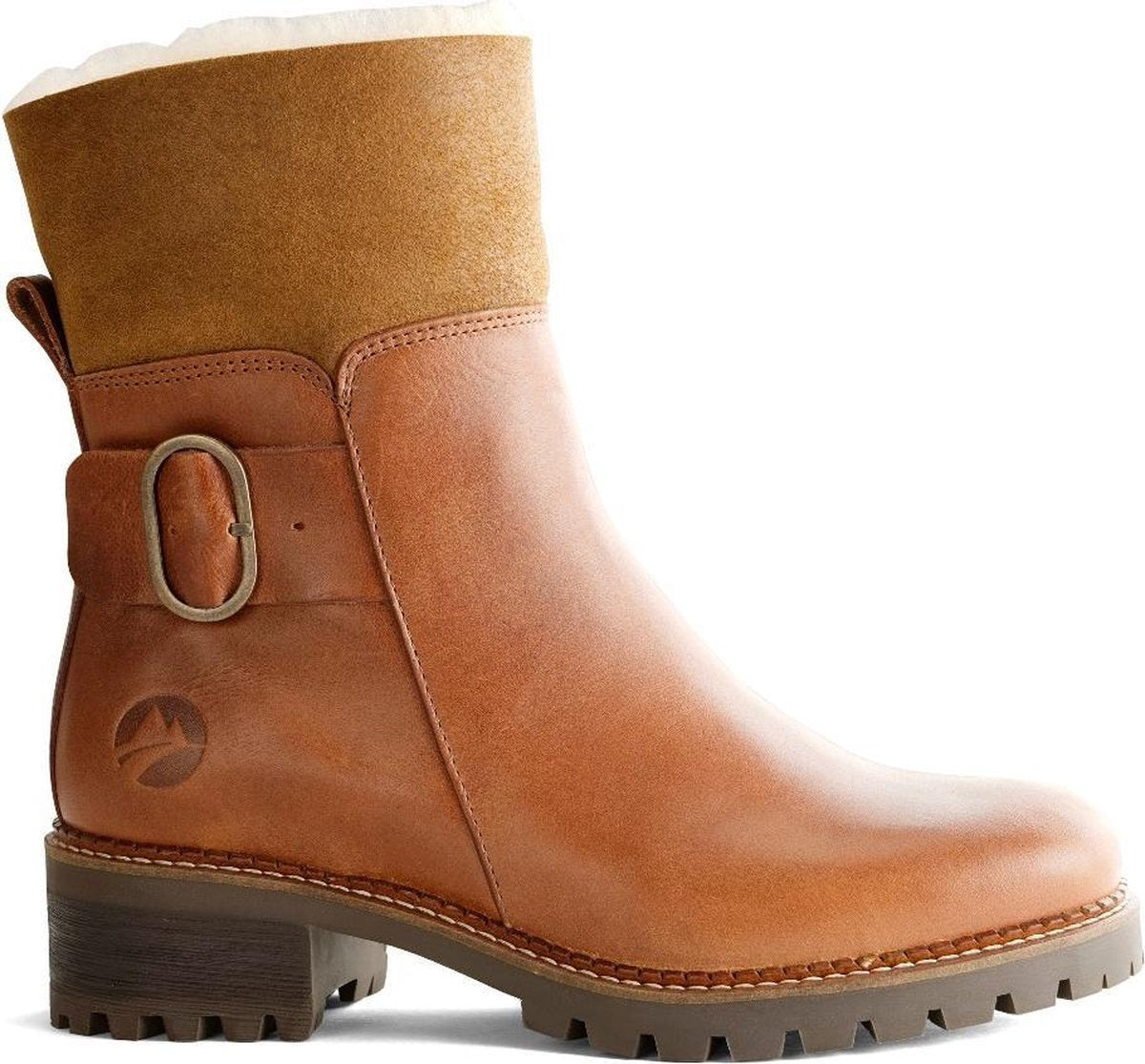 Travelin Gete - Leren enkellaars - Dames - Wol gevoerd - Cognac Bruin Leer - Maat 41