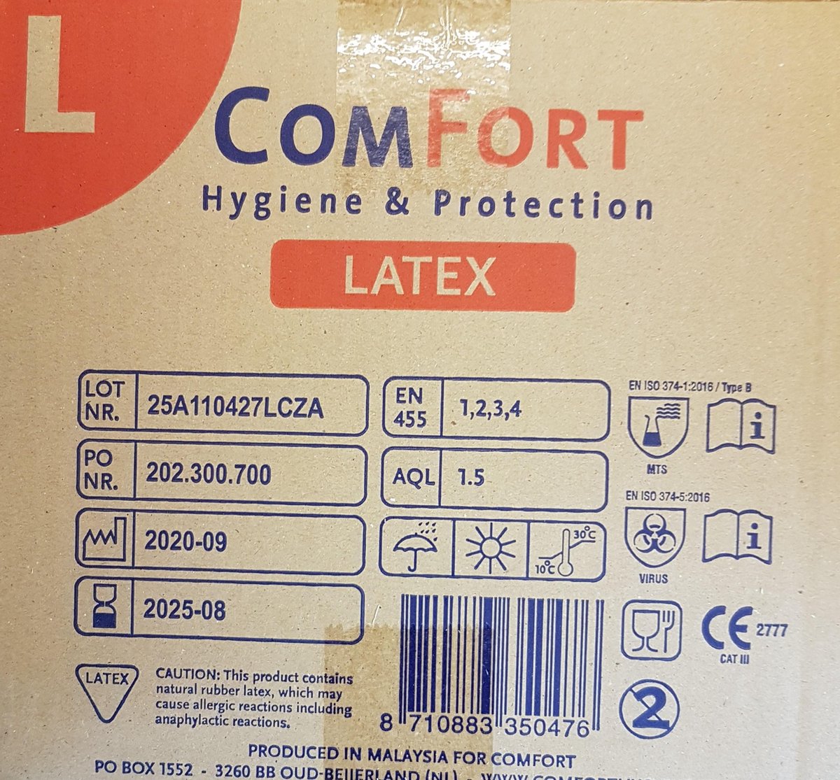 ComFort Handschoen - latex - ongepoederd - L - wit - 10 x 100 st