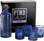 PTMD Aqua blauwe waterfles + 4 glazen