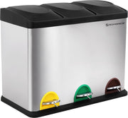 Nancy's Driedubbele Afvalbak RVS - Pedaalemmer - 3x 15L - Afvalscheidingprullenbakken