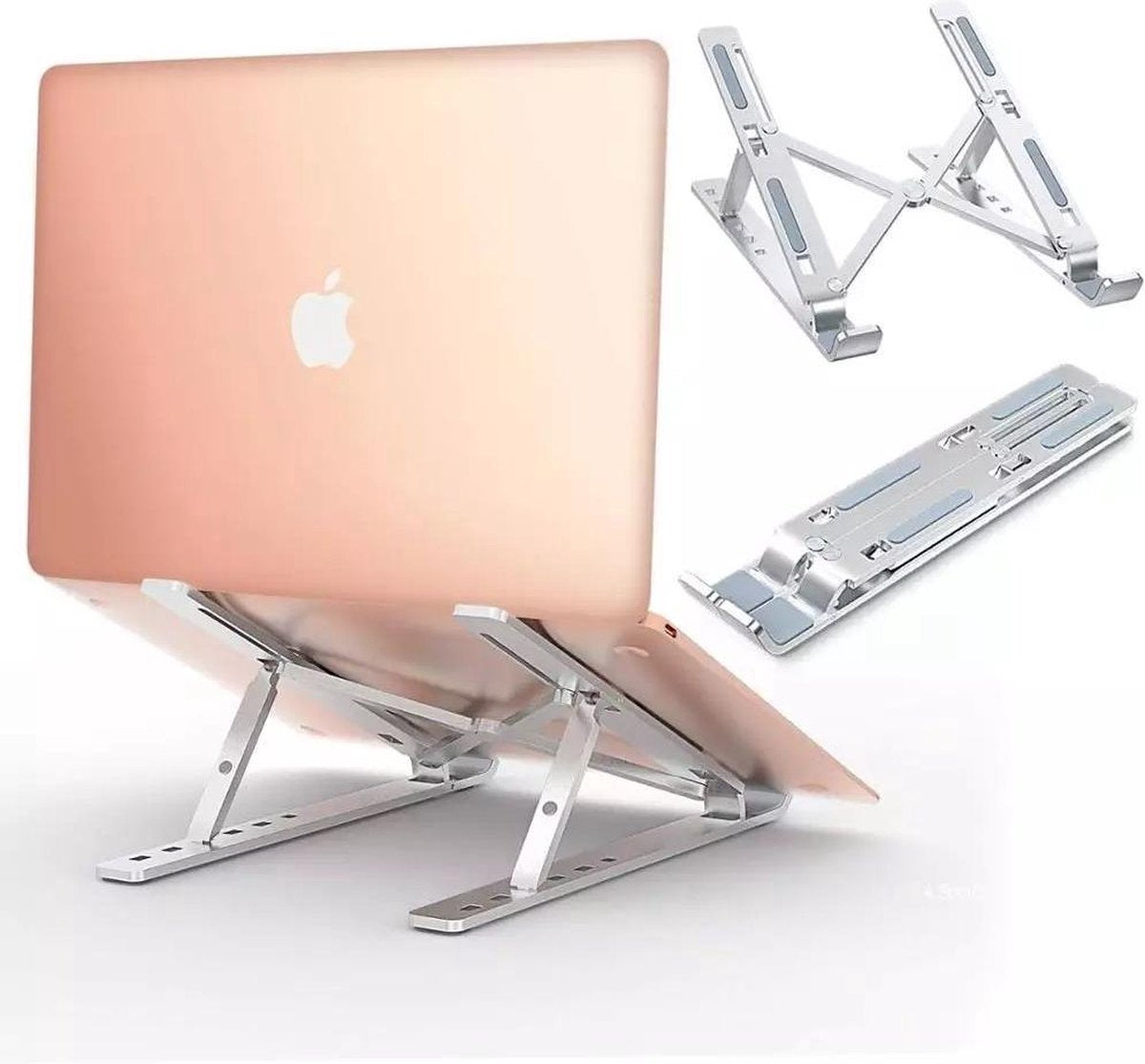 LOUZIR inklapbare  Laptop Standaard - Verstelbaar en Opvouwbaar - Aluminium Laptop en Tablet Standaard.
