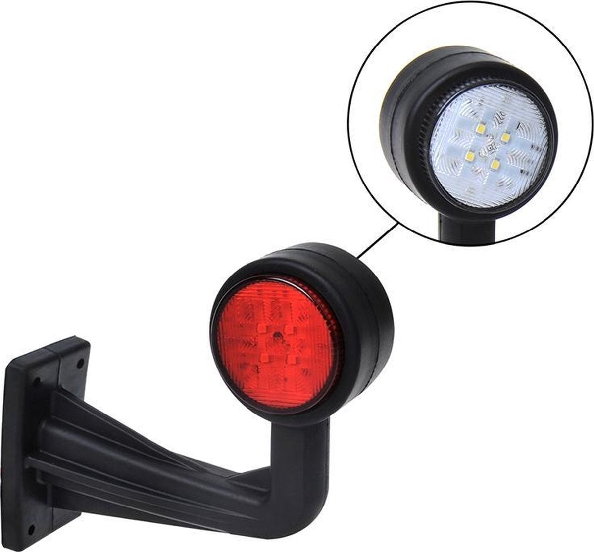 Breedtelicht rood/wit - Autolamp - 160mm - 8LED - Haaks