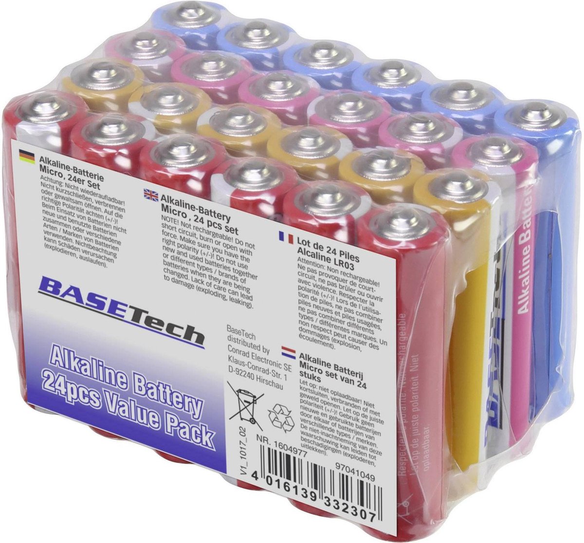 Basetech AAA batterij (potlood) Alkaline 1170 mAh 1.5 V 24 stuks