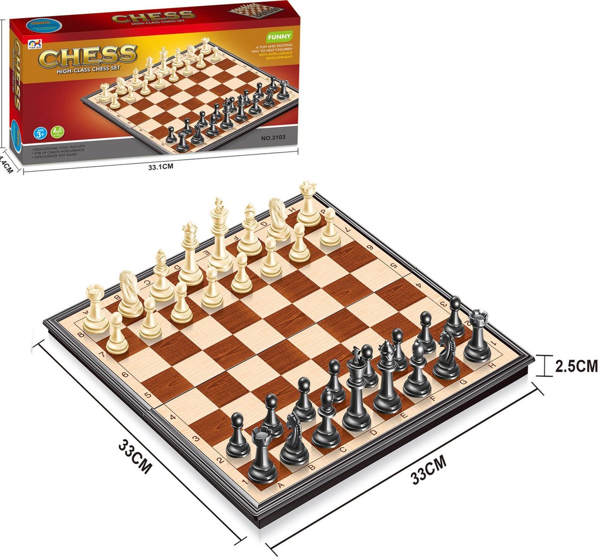 Chess set - Magnetisch schaakbord - inklapbaar bord - 33x33 cm