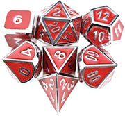 Dungeons Dragons Metal Dice set Red Silver - Dobbelstenen