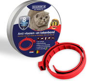 Vlooienband voor katten | Rood | 100% natuurlijk | Geen pesticiden | Tegen vlooien en teken | Veilig voor mens en dier | Milieuvriendelijk en effectief