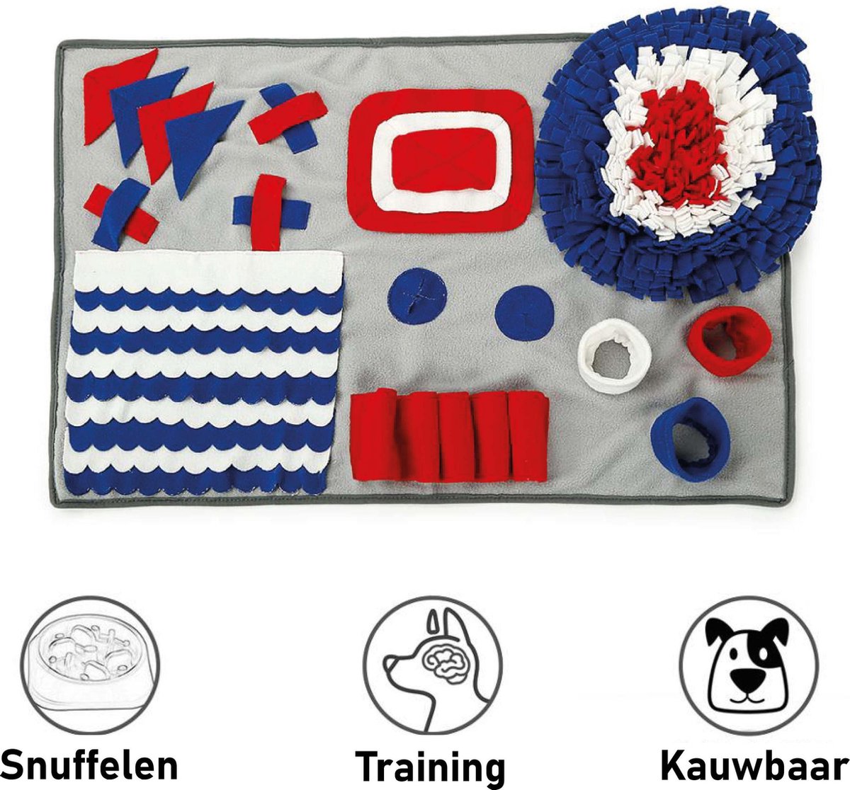 Snuffelmat Hond Kat Honden Speelgoed Puppy Speelgoed Katten Speeltjes - Snuffelmatten Voor Honden en Katten intelligentie - Hersenwerk - Speelmat - Konijnen - Training - Speeltjes - Trainingsmat - Anti-Schrok - Snuffelkleed – Blauw