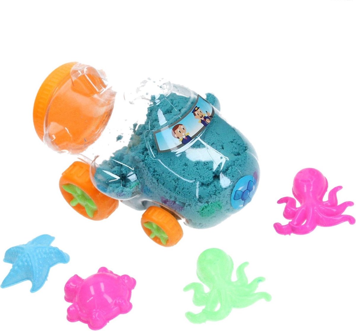 Magisch Speelzand – Zand in opberg vliegtuig met vormpjes – Magic Sand 350 Gram Blauw