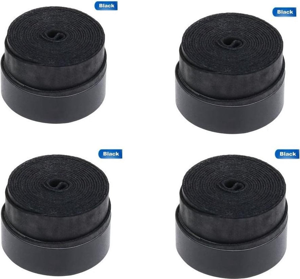 Overgrip zwart (2+2!) -  Vernieuwd met steviger grip! - Racket overgrip - Sporttape - Tennisgrip - Softgrip - Absorberende overgrip - Tennis - Soft - Extra grip - 4 Stuks - Badminton - Squash - Padel