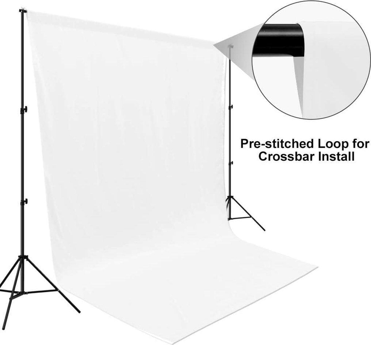 CRPHY Achtergronddoek - 1.98m x 2.98m - Opvouwbaar - Voor fotostudio of video-opname - Wit (Zonder Statief)