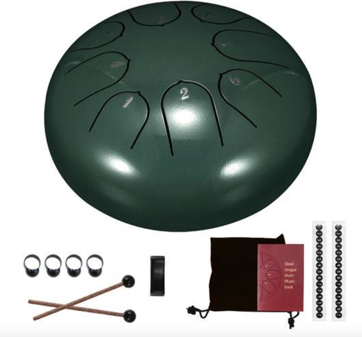 Handpan - tongue steel drum - 15 cm - meditatie - yoga - sound healing - drum - klanktherapie - klankschaal - groen - green