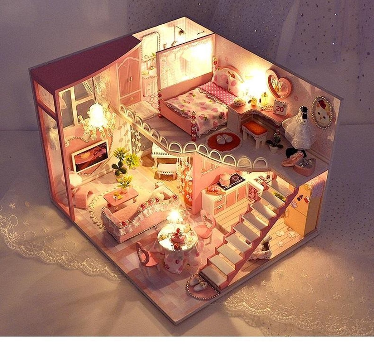 Hewec Mini DIY huis Miniatuur Bouwpakket modelbouw poppenhuis set 40