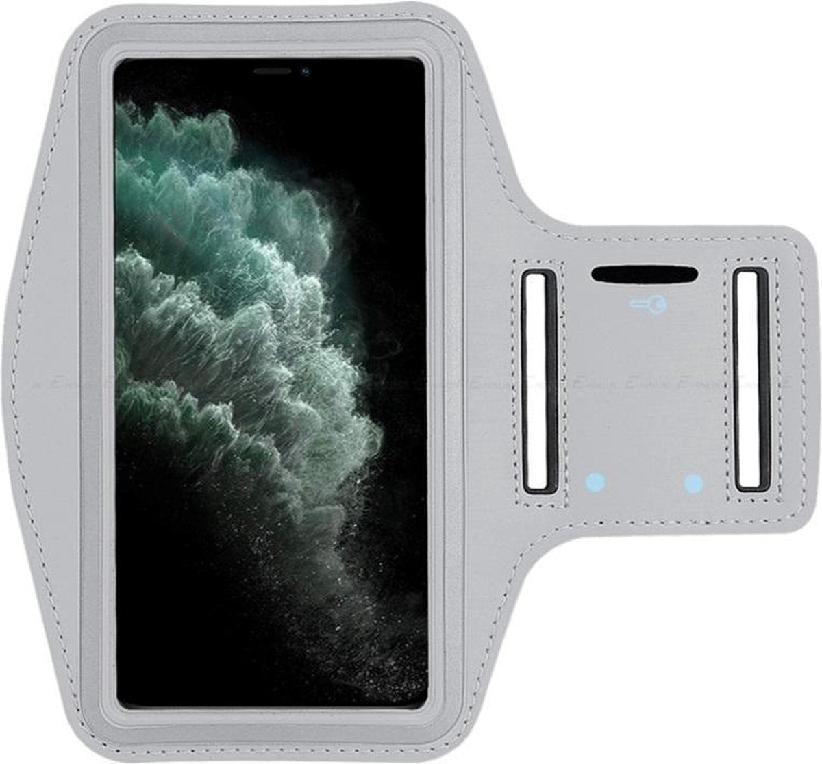 Hardloop sportarmband telefoonhouder voor de iPhone 11 Pro – Telefoonhouder hardlopen Speciaal voor de iPhone 11 Pro – Inclusief ruimte voor een sleutel – Grijs