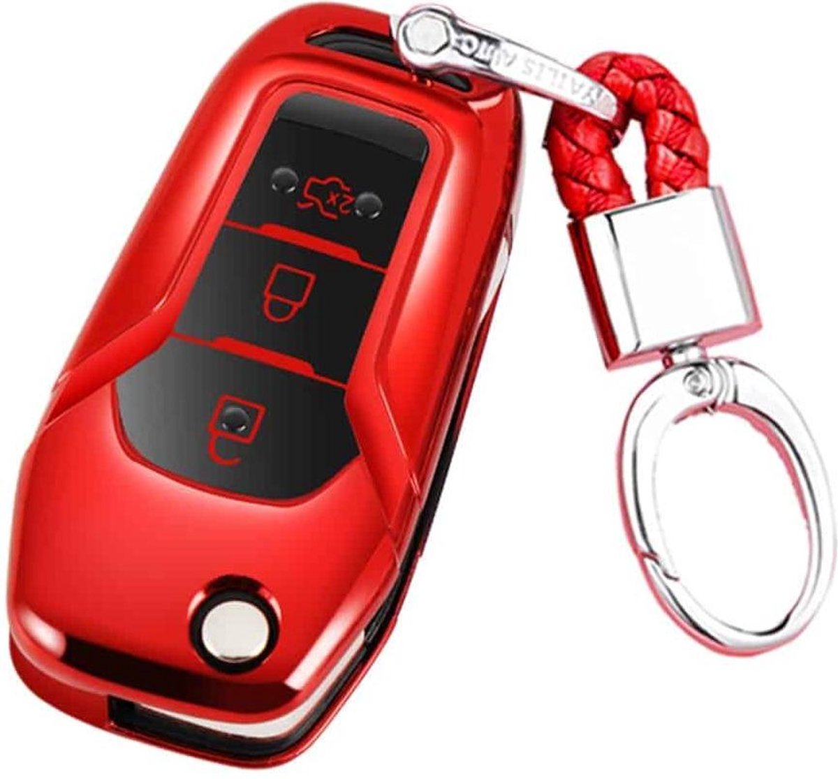 TPU Galvaniserende Opening uit Ã©Ã©n stuk Volledige dekking Autosleutelhoes met sleutelring voor Ford Edge / ESCORT / KUGA / Mondeo / EcoSport / FOCUS (rood)