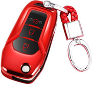 TPU Galvaniserende Opening uit Ã©Ã©n stuk Volledige dekking Autosleutelhoes met sleutelring voor Ford Edge / ESCORT / KUGA / Mondeo / EcoSport / FOCUS (rood)
