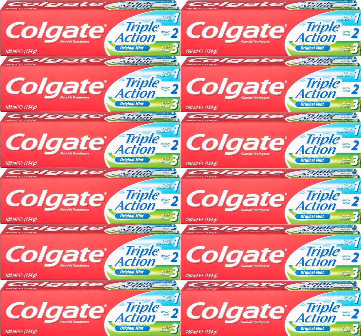 Colgate Tandpasta - Triple Action - Original Mint - 12 x 100 ml - Voordeelverpakking