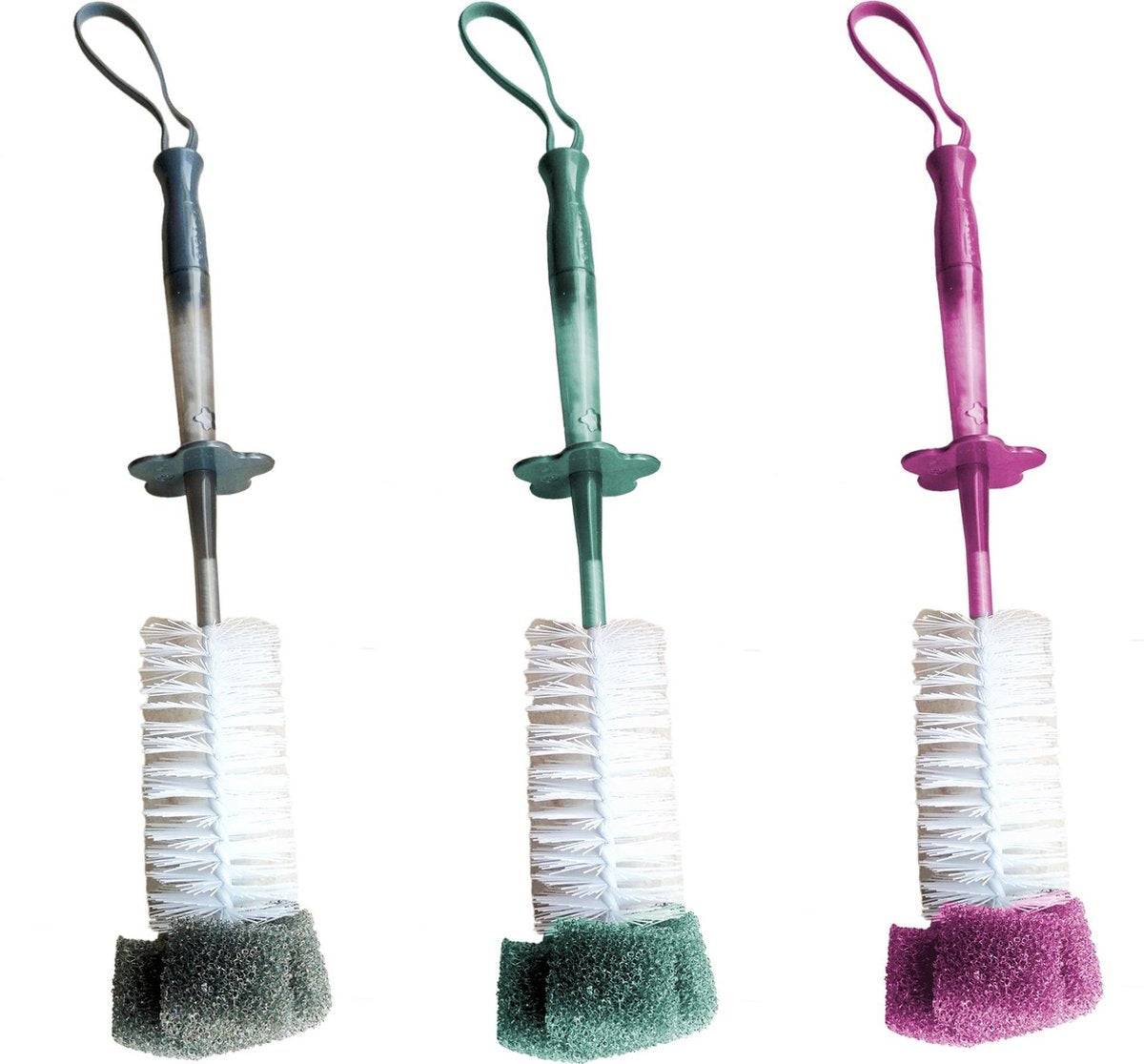 Babylove Flessenborstelset - 3 stuks- Flessen Reiniger - Melkfles Borstel - Melkflesreiniger Baby 2 in 1 - 30 cm