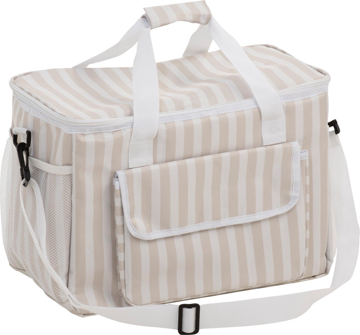 COOLTAS GROOT GESTREEPT POLYESTER GRIJS/WIT