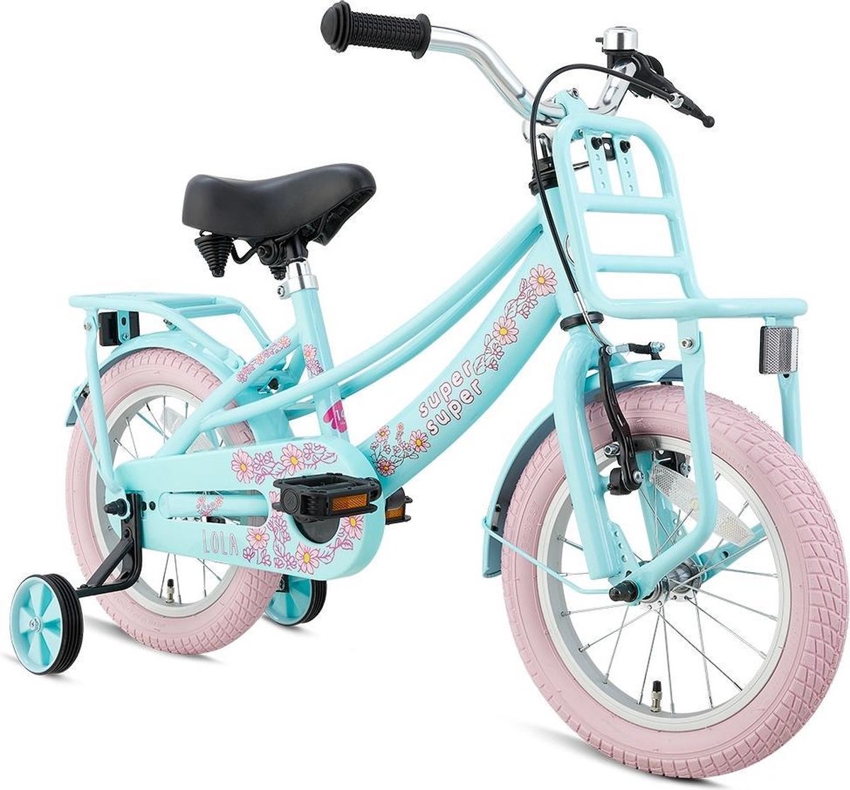 Supersuper Lola Kinderfiets - Meisjes - 14 inch - Mint / Roze
