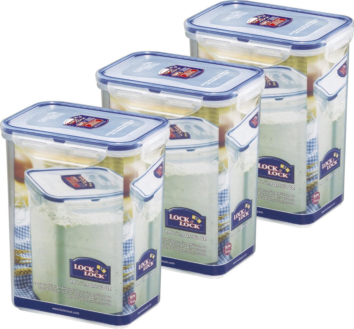 Lock&Lock Vershoudbakjes | Voorraadpotten - Set van 3 Stuks - 1