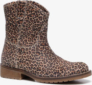 Groot leren meisjes luipaard enkellaarsjes - Beige - Maat 35