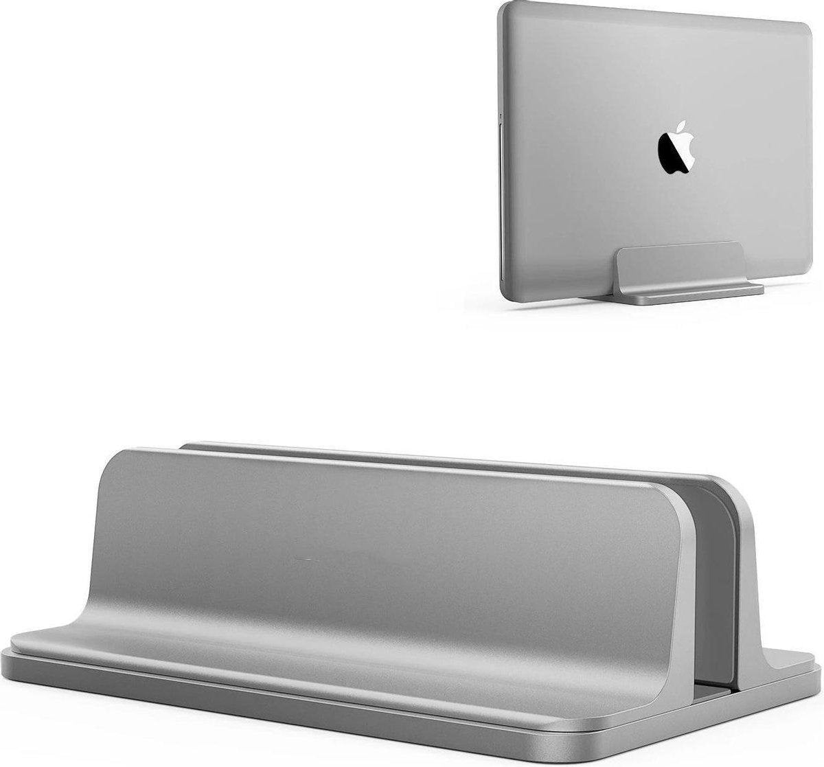 Mastersøn - Verstelbare Verticale Aluminium Laptop & Mobiel Standaard – Table Stand – Tafel & Bureau Steun - Laptop Houder Aluminum Verticaal - Space Grey - Verstelbaar - Ook geschikt voor Apple Macbook Air & Pro - Notebook - Chromebook