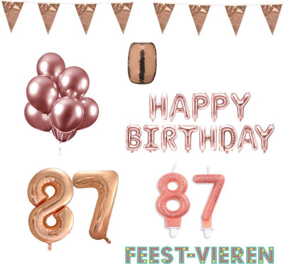 87 jaar Verjaardag Versiering Pakket Rosé Goud