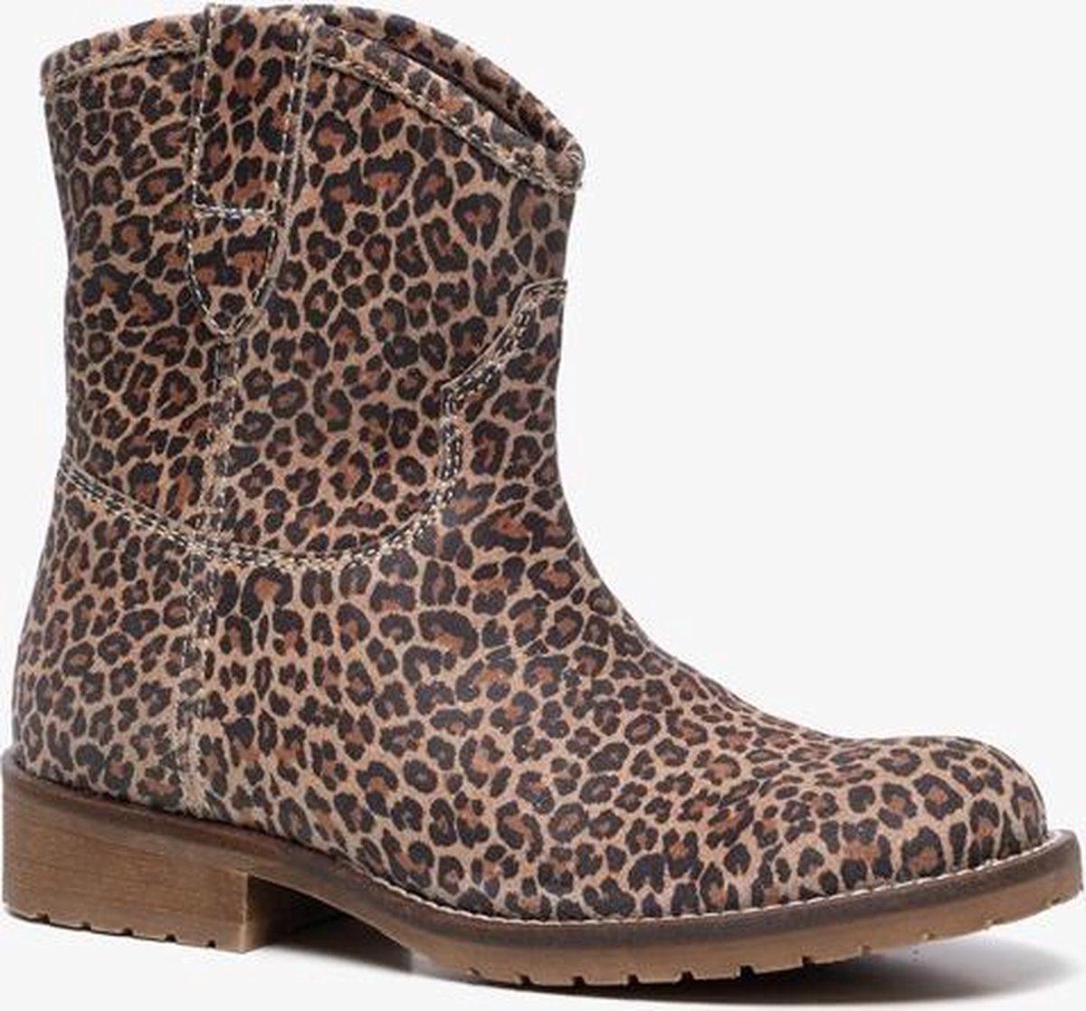 Groot leren meisjes luipaard enkellaarsjes - Beige - Maat 34
