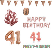 41 jaar Verjaardag Versiering Pakket Rosé Goud