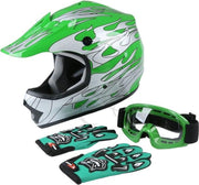 Kinder Crosshelm Motorcross Groen Set - Maat M (51-52 cm)