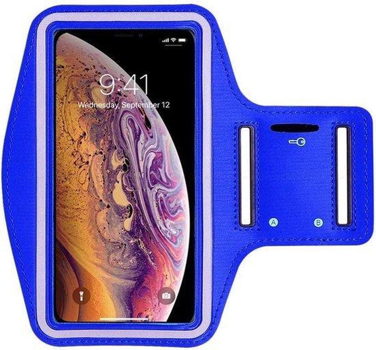 Samsung Galaxy S21 Plus - Sportarmband - Blauw - Spatwaterdicht - 1 sleutelhouder - Reflecterend - Hardlooparmband - Telefoonarmband  - Hardloop Telefoonhouder