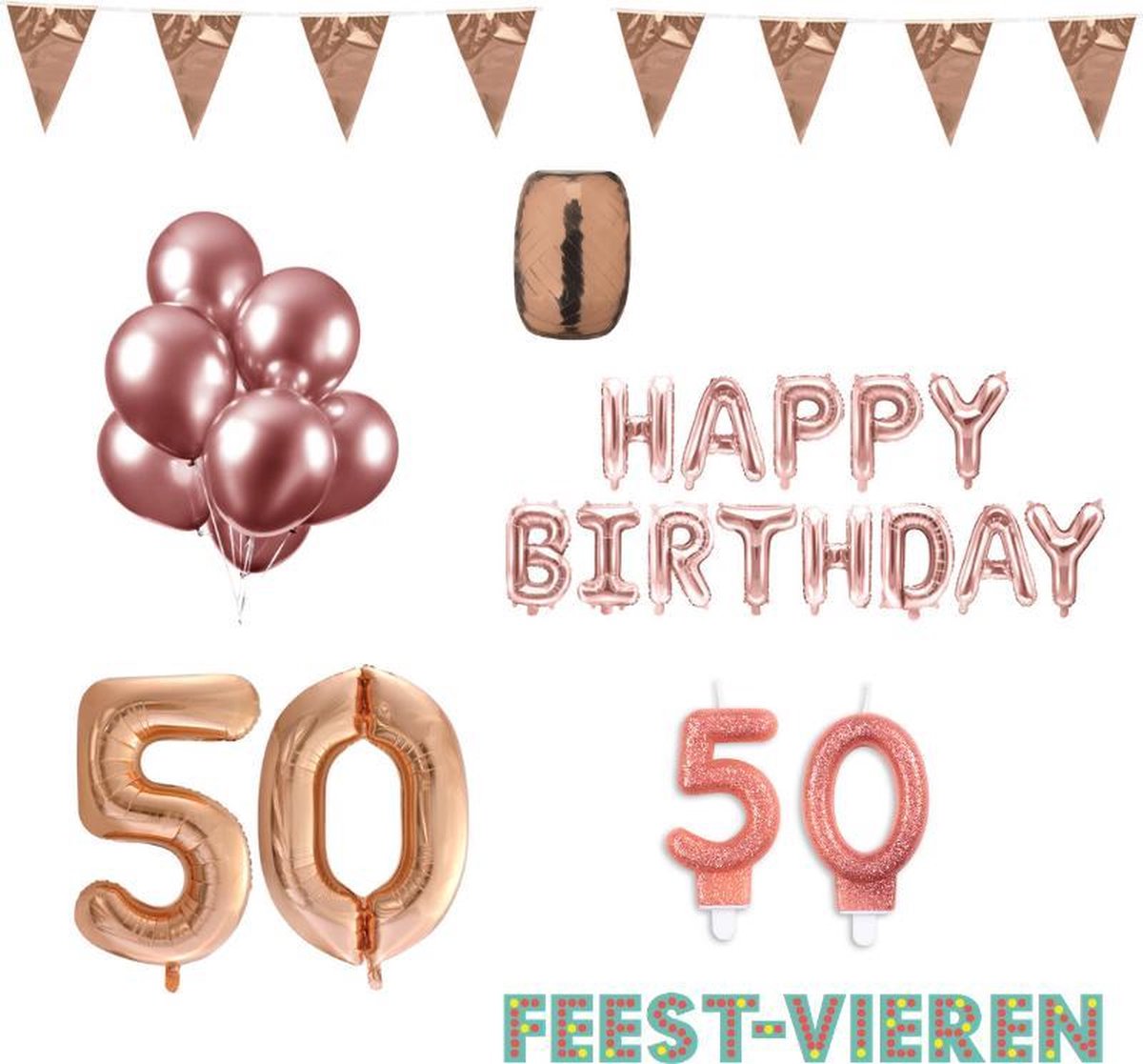 50 jaar Verjaardag Versiering Pakket Rosé Goud