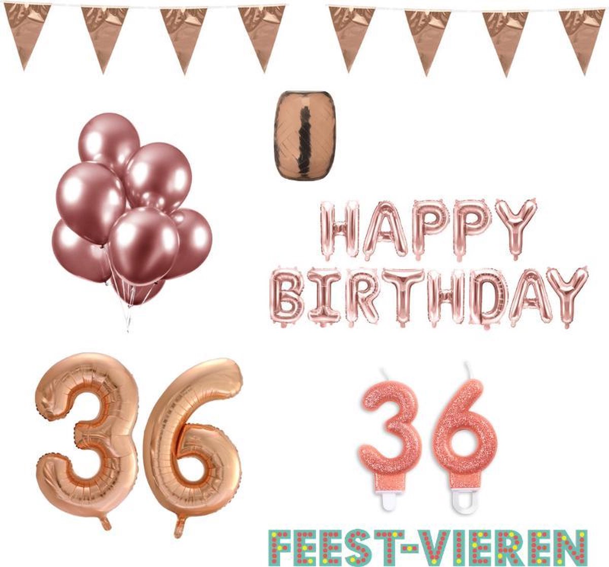 36 jaar Verjaardag Versiering Pakket Rosé Goud