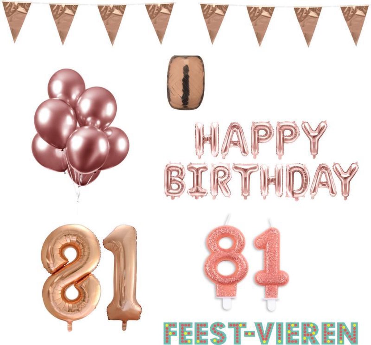 81 jaar Verjaardag Versiering Pakket Rosé Goud