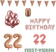 22 jaar Verjaardag Versiering Pakket Rosé Goud