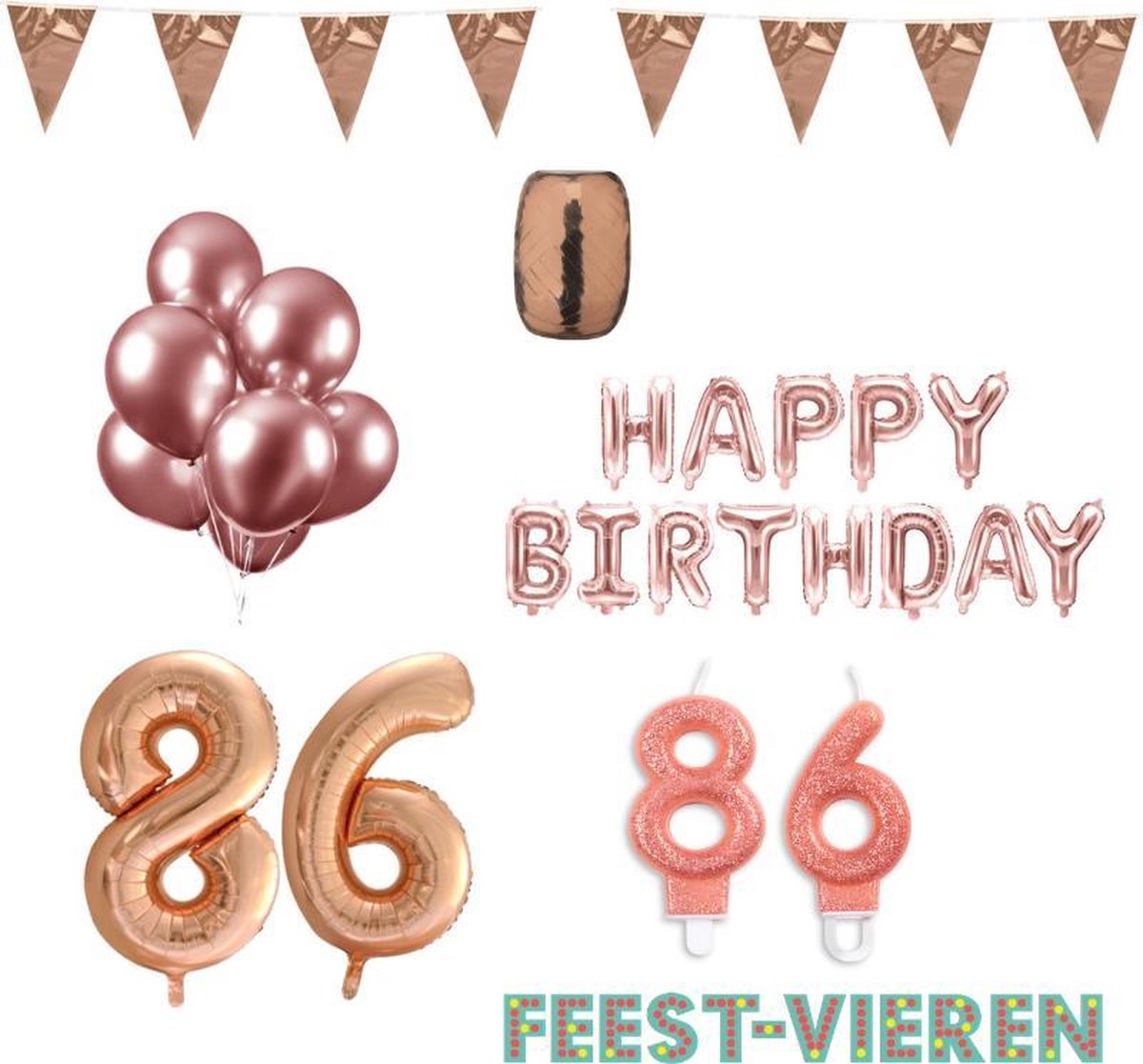 86 jaar Verjaardag Versiering Pakket Rosé Goud