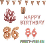 86 jaar Verjaardag Versiering Pakket Rosé Goud